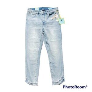 CeCe Classic Skinny Jeans with Ruffled, Raw Hems Size 8